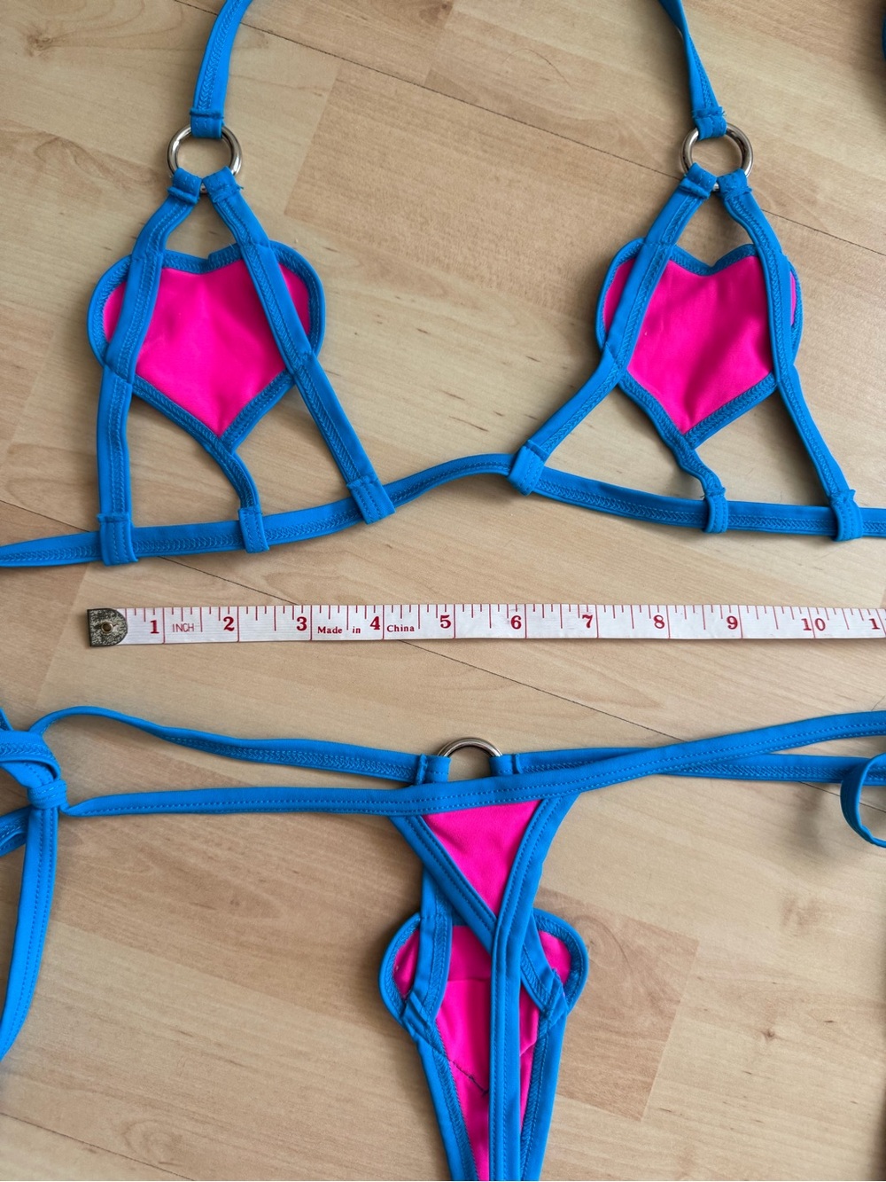 Blue & Pink Heart Micro Bikini Set - Picture 7 of 7